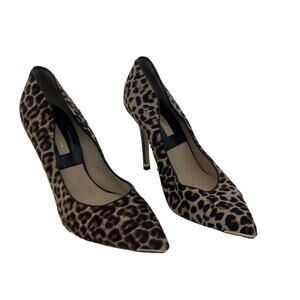 Michael Kors Brown Leather Leopard Print Calf Hair Pumps Women Size 7 Preowned